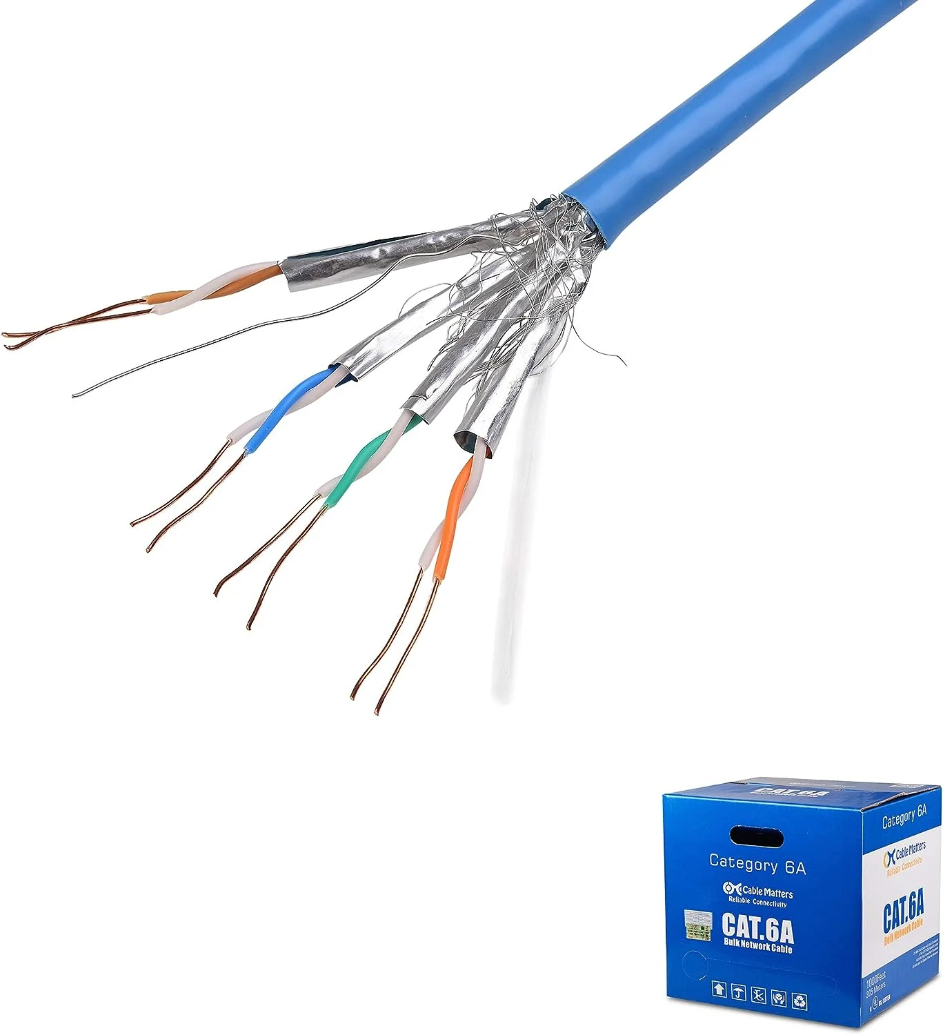 Cable Matters 10Gbps UL তালিকাভুক্ত ইন-ওয়াল (cm) বেয়ার কপার শিল্ডেড Cat 6A ক্যাবল