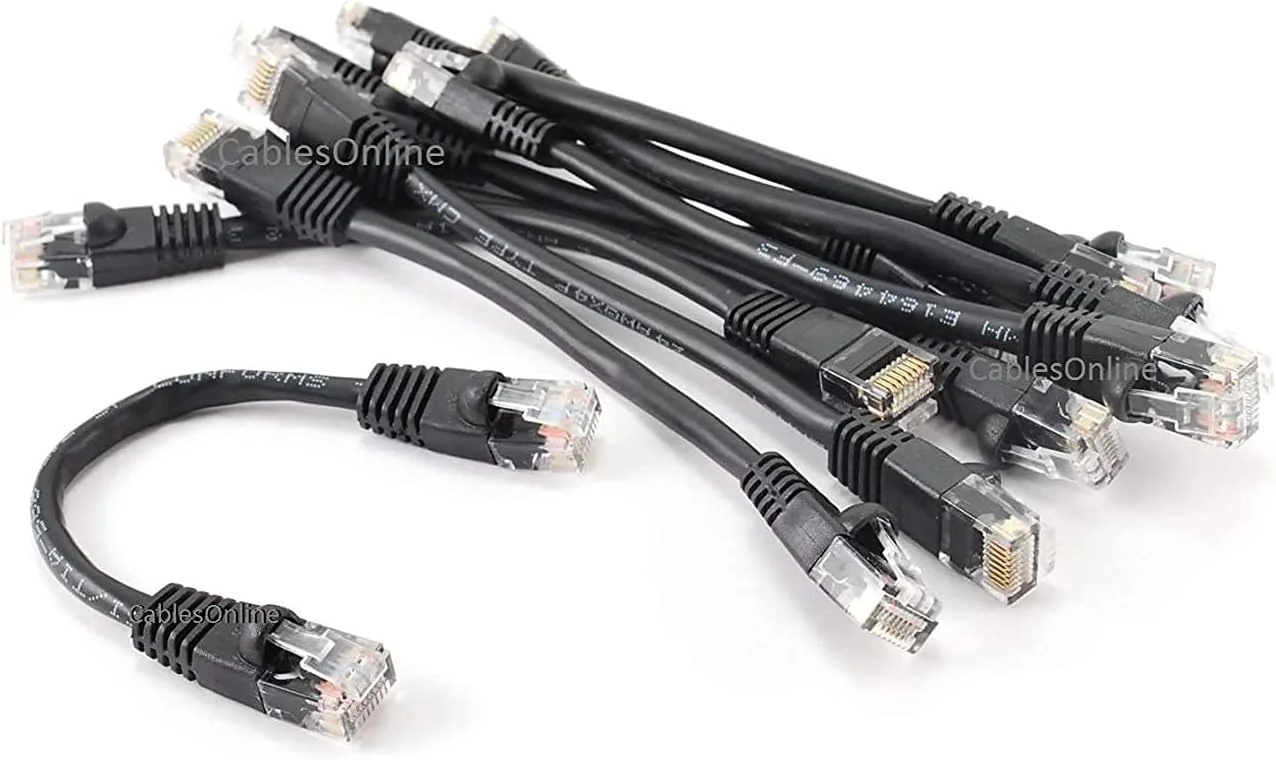 CablesOnline ১০-প্যাক ৬ ইঞ্চি CAT5e UTP ইথারনেট RJ45 ফুল ৮-ওয়্যার ব্ল্যাক প্যাচ ক্যাবল