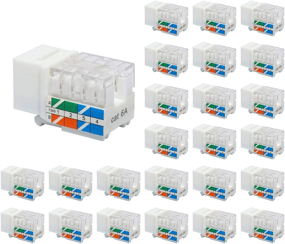 VCE ২৫-প্যাক Cat6A RJ45 ৯০-ডিগ্রি কিস্টোন জ্যাক ইনসার্ট
