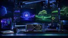 স্থানীয় AI মডেল, GPU মেমরি ব্যবহার এবং কোডিং এজেন্টের কনটেক্সট উইন্ডো দেখানো একটি ওয়ার্কস্টেশন